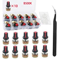 RUNCCI-YUN potenciómetro 500k kit de potenciómetro rotativo de cónico- eje WH148 3Pin 15mm con tuerca y anillo de hierro…